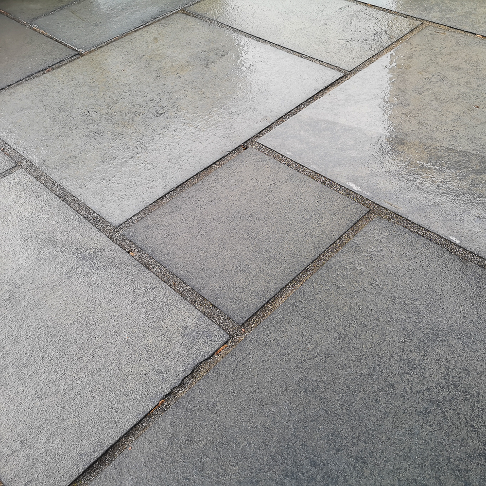 Black Natural Riven Limestone Patio Slabs