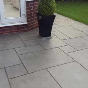 Grey Natural Riven Limestone Patio Slabs