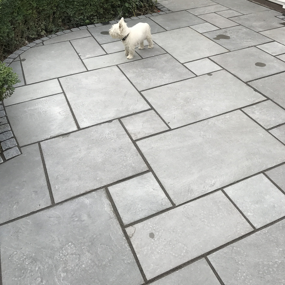 Grey Natural Riven Limestone Patio Slabs