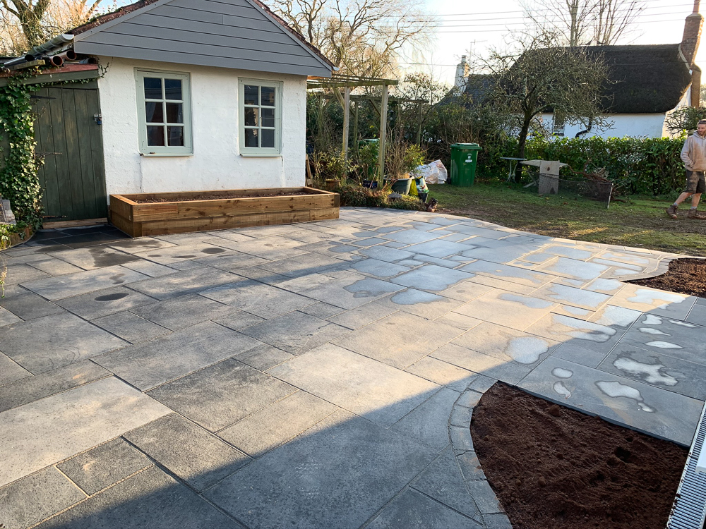 Black Natural Riven Limestone Patio Slabs