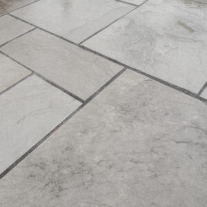 Grey Natural Riven Limestone Patio Slabs