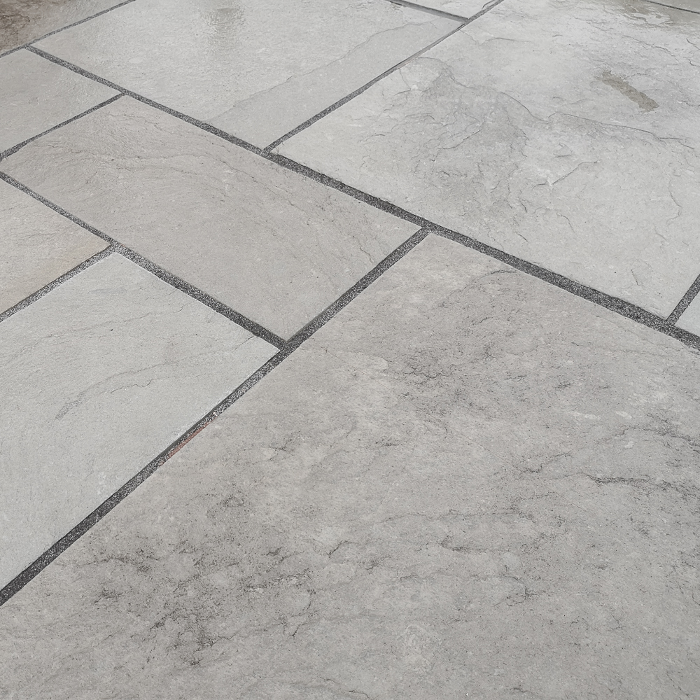 Grey Natural Riven Limestone Patio Slabs