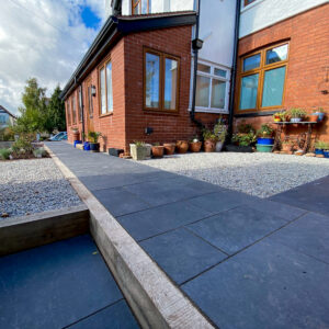 Black Natural Riven Limestone Patio Slabs