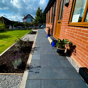 Black Natural Riven Limestone Patio Slabs