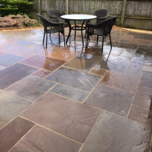 Autumn Brown Patio Slabs - Wet