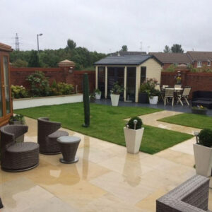 Fossil Buff Sawn and Honed Sandstone Patio Slabs