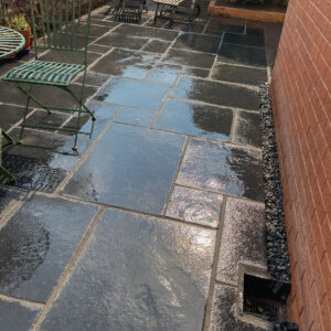 Black Limestone Brushed and Tumbled Patio Slabs