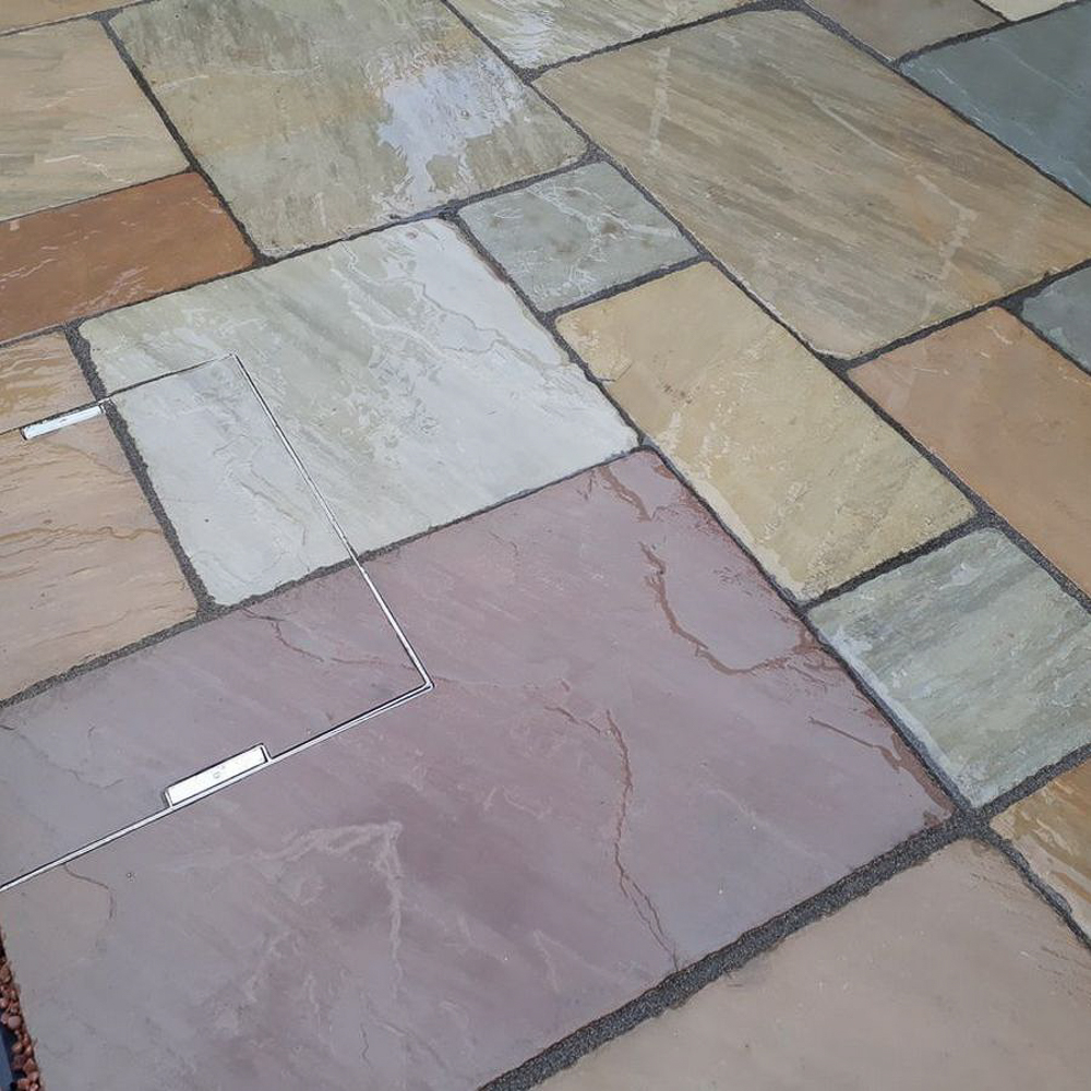 Raj Green Aged and Tumbled Patio Slabs