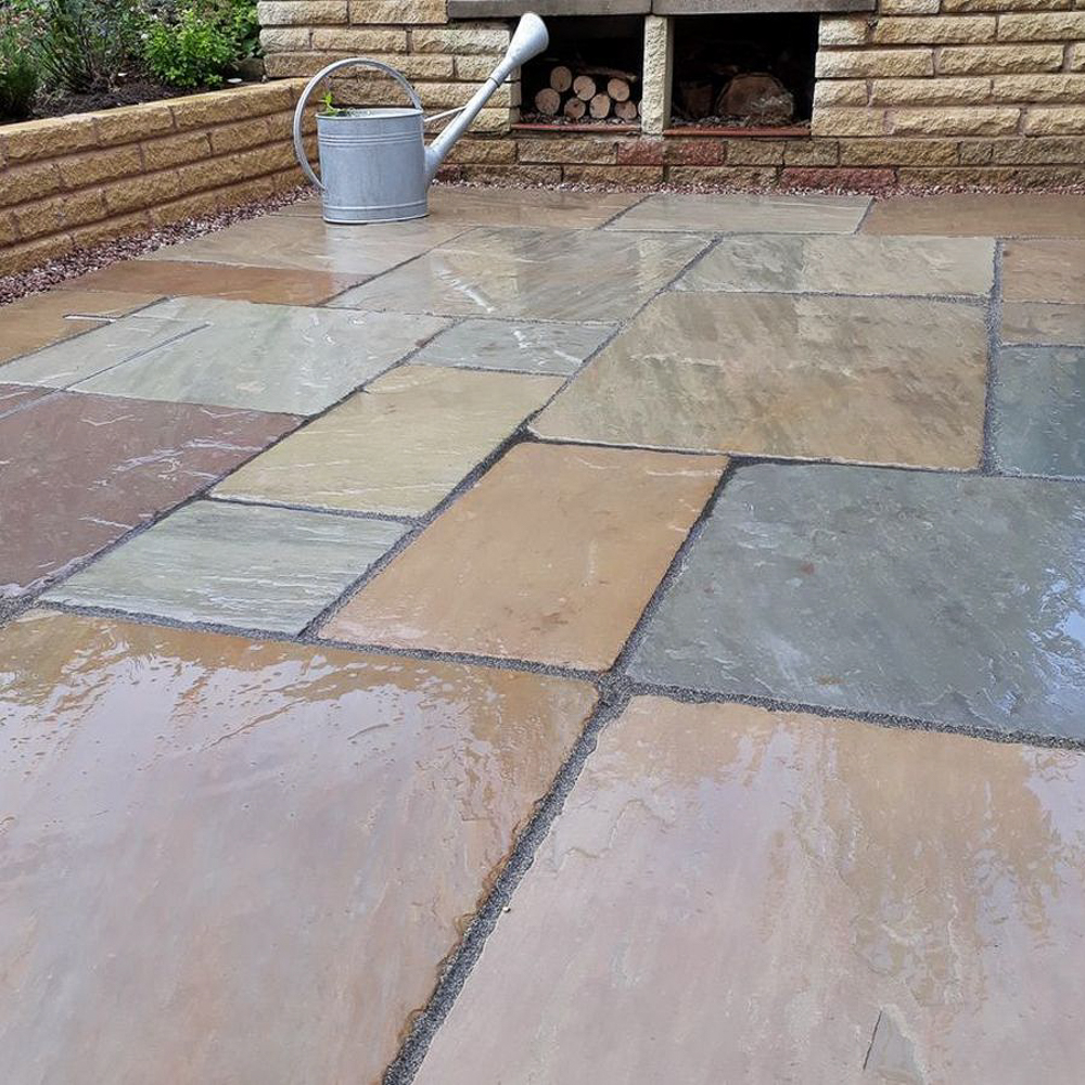 Raj Green Aged and Tumbled Patio Slabs