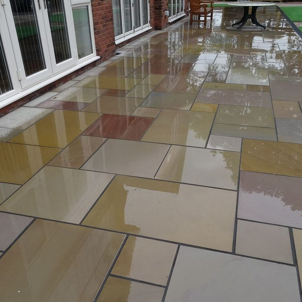 Raj Green Sawn and Honed Patio Slabs