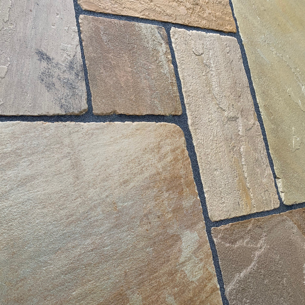 Fossil Buff Aged and Tumbled Patio Slabs