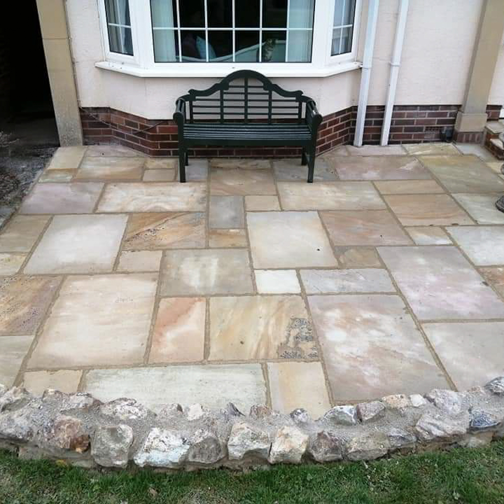 Fossil Buff Aged and Tumbled Patio Slabs