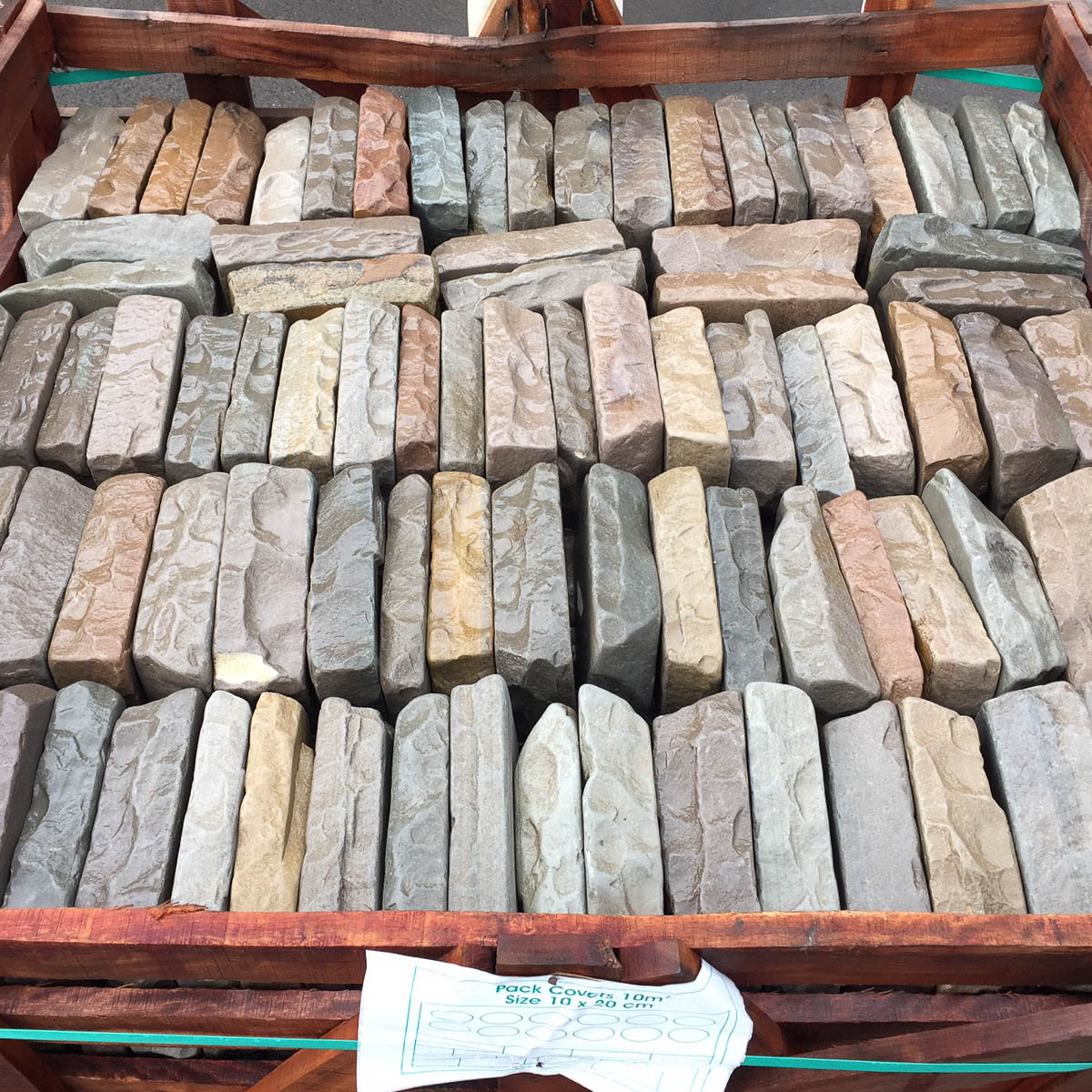 Raj Tumbled Cobbles 200x100 stacked in crate